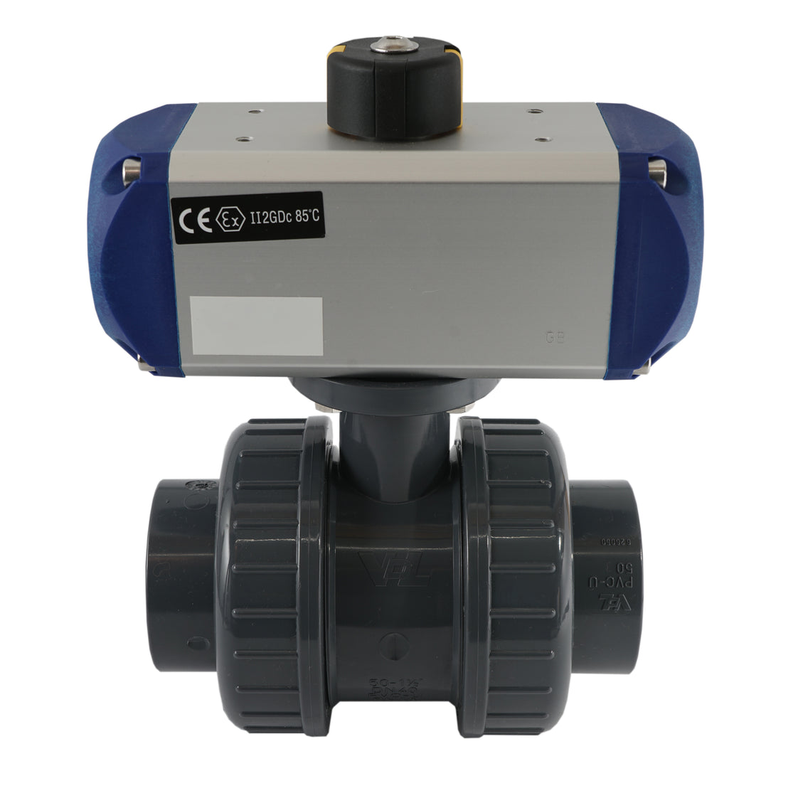 50mm 2-Weg PVC Pneumatische Kogelkraan Veersluitend - VDL