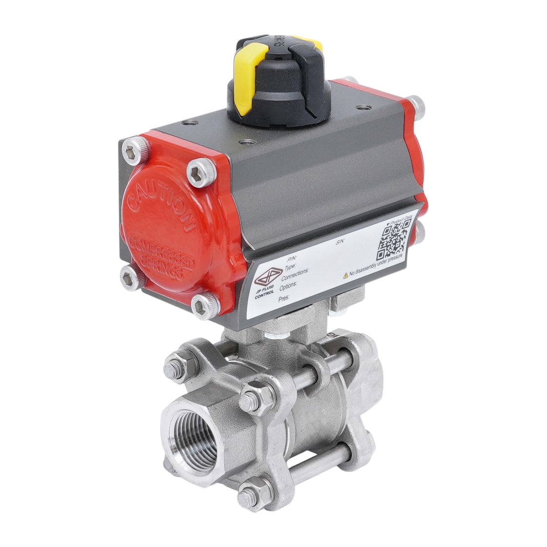 Pneumatische Kogelkraan G3/4'' RVS Veer-Sluitend