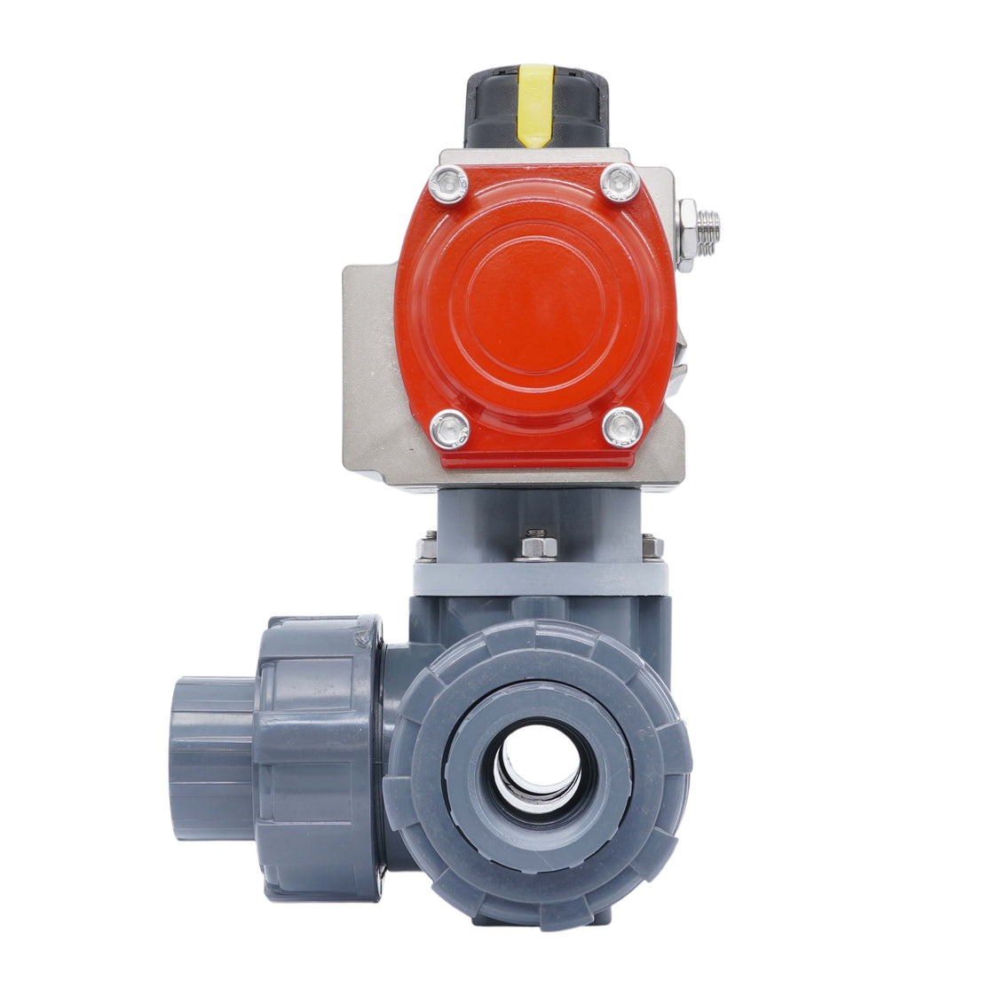 3-Weg Pneumatische Kogelkraan 20 mm T-Boring PVC Veer-Openend