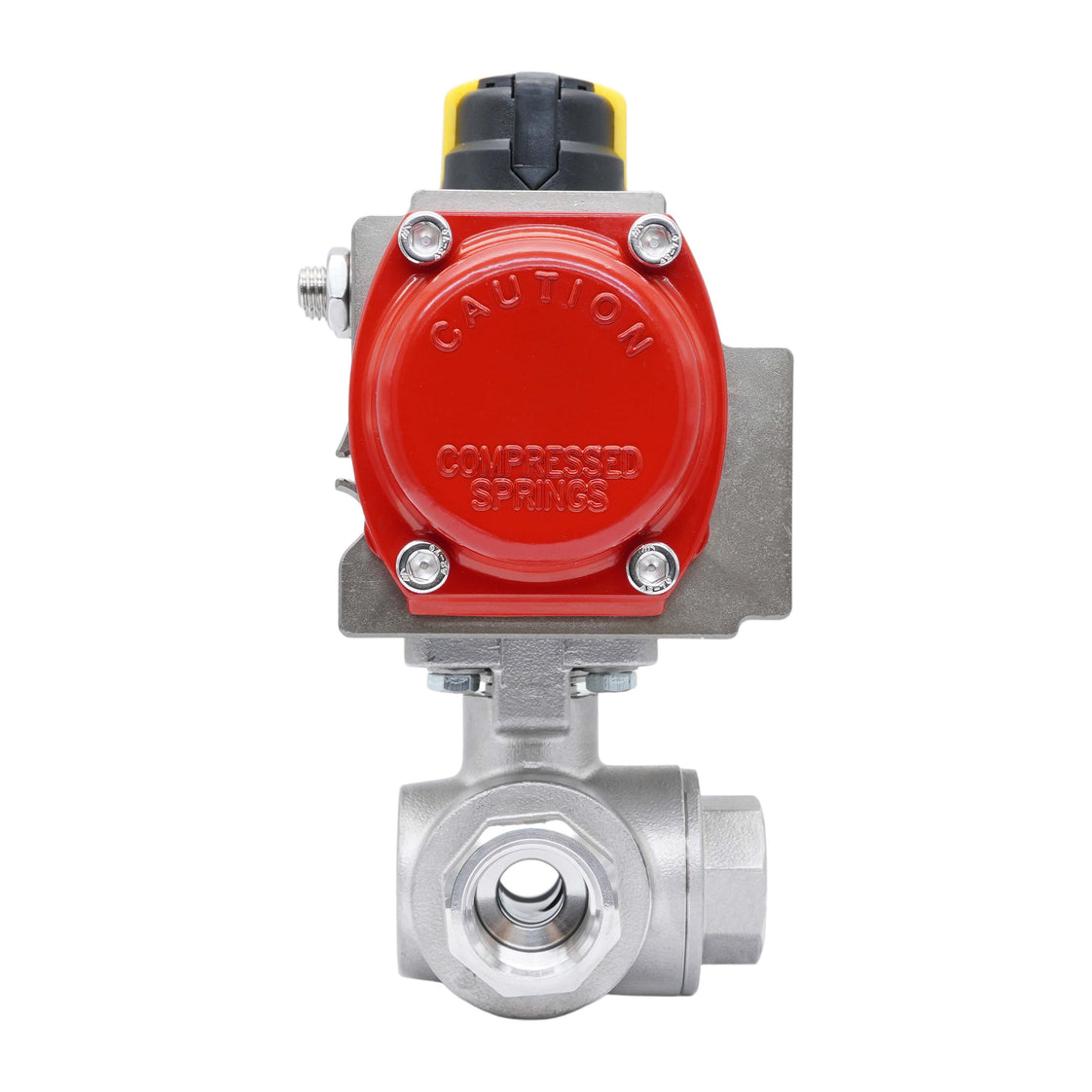 3-Weg Pneumatische Kogelkraan G1/4'' T-Boring RVS Veer-Sluitend