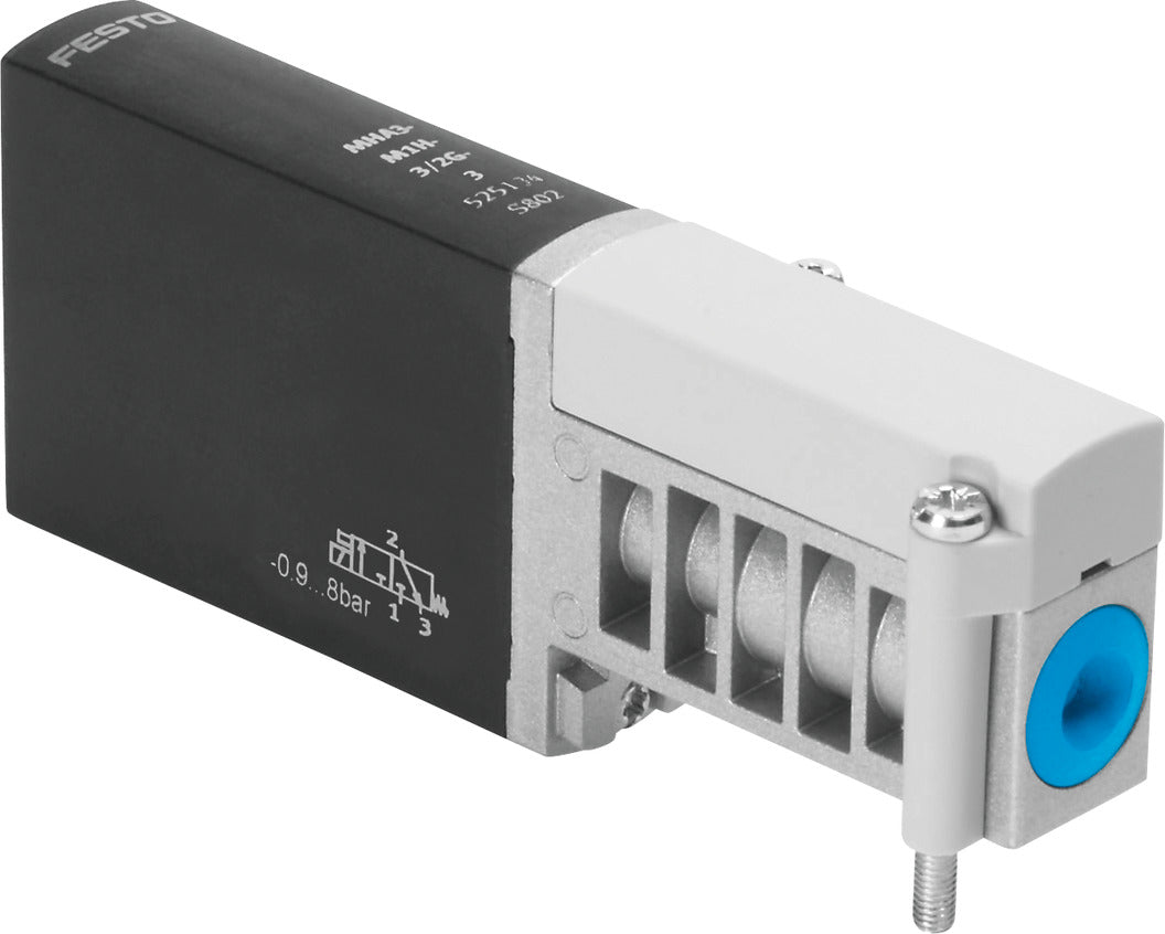Festo 3/2 NC Monostabiele Lucht Magneetventiel Aansluitplaat 200L/Min -0.9 - 8Bar/-13 - 116Psi - 525135