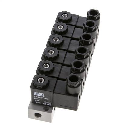 6x3/2 G1/8'' NC Magneetventiel 24V DC -0.95-10bar/-13.2-140psi Airtec