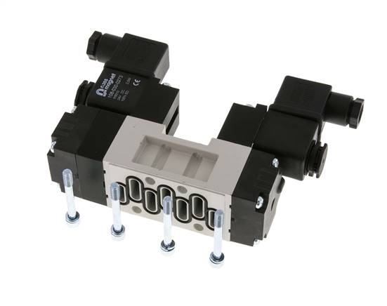 5/3 ISO 5599-1 Middenuitlaat Magneetventiel 12V DC 2-10bar/28-140psi YPC