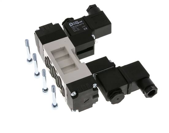 5/3 ISO 5599-1 Middenuitlaat Magneetventiel 12V DC 2-10bar/28-140psi YPC