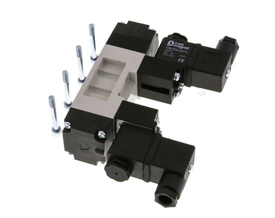 5/3 ISO 5599-1 Middenuitlaat Magneetventiel 12V DC 2-10bar/28-140psi YPC