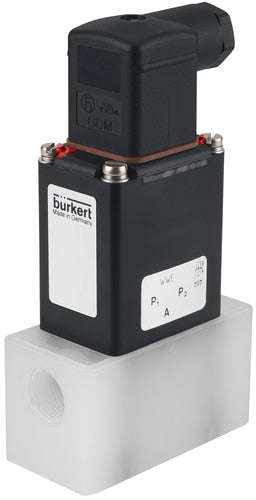 Magneetventiel 3/2-weg G3/8'' mengen PVDF FFKM 0-2bar/29psi 230VAC 0121 120402