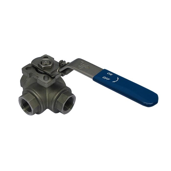 145T - G1-1/4'' 3-Weg (T) Kogelkraan RVS F/F/F ISO-Top