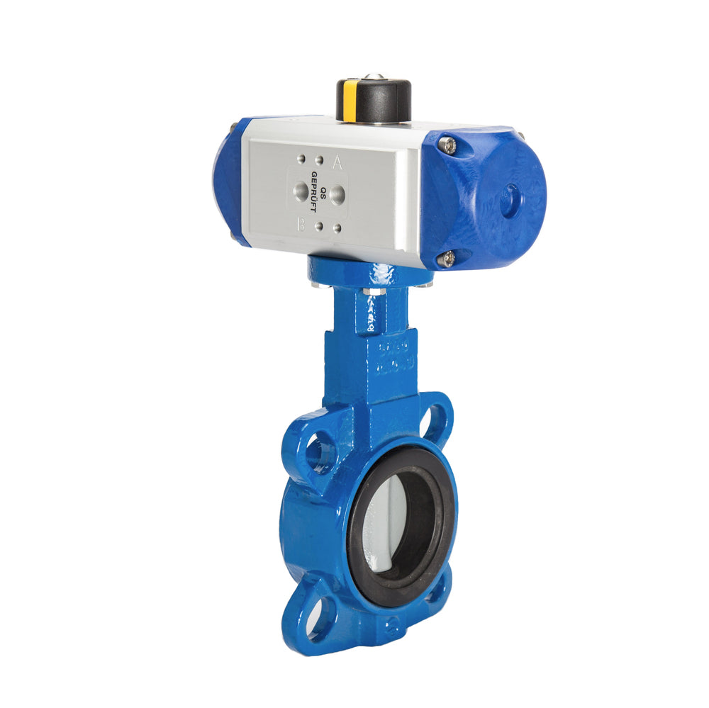 DN100 (4 inch) Wafer Pneumatic Butterfly Valve GGG40-Stainless Steel-NBR Spring Closed - BFLW