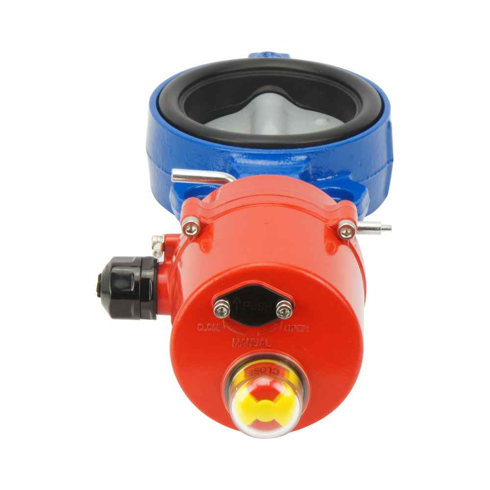 DN80 (3 inch) 230VAC Wafer Elektrische Vlinderklep GG25-GGG40 polyamide gecoat-NBR - BFLW