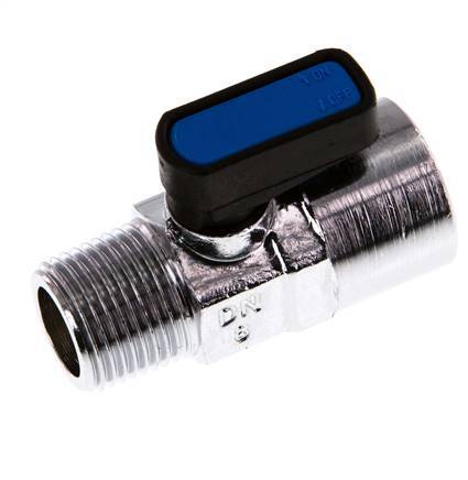 Buiten x Binnendraad R/rp 3/8 inch 2-Weg Messing Mini-Kogelkraan Compact EN331 Gas 20 Bar