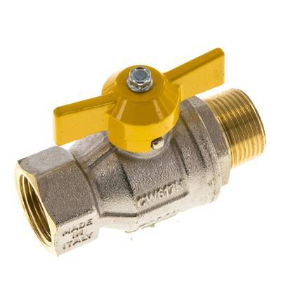 Mannelijk naar vrouwelijk R/Rp 3/4 Inch Gas 2-Weg Vlinderhandvat Messing Kogelkraan