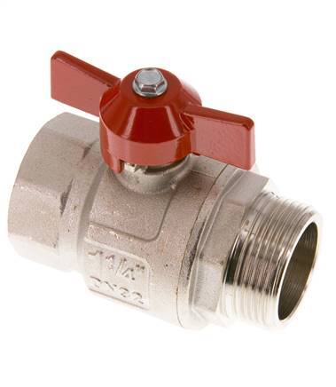 Buiten x Binnendraad G/G 1-1/4 inch Vlinder Handle Kort design 2-Weg Messing Kogelkraan