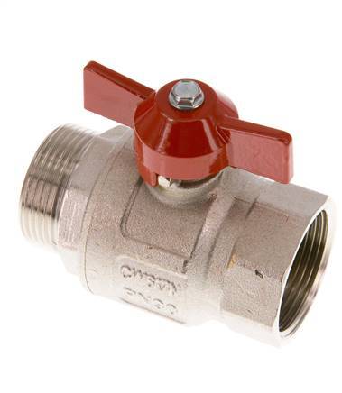 Buiten x Binnendraad G/G 1-1/4 inch Vlinder Handle Kort design 2-Weg Messing Kogelkraan