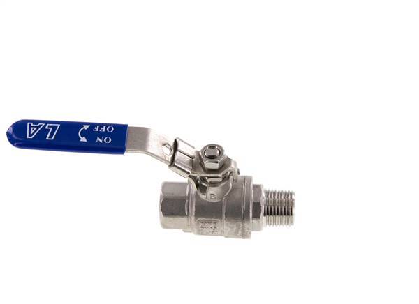 Buiten x Binnendraad R/Rp 1/2 inch PN 63 2-Weg RVS Kogelkraan