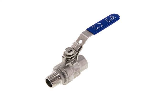 Buiten x Binnendraad R/Rp 1/2 inch PN 63 2-Weg RVS Kogelkraan