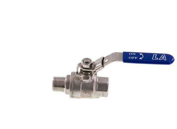 Buiten x Binnendraad R/Rp 1/2 inch PN 63 2-Weg RVS Kogelkraan