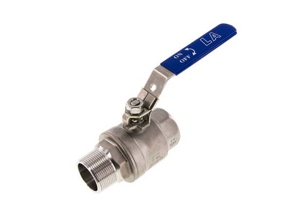Buiten x Binnendraad R/Rp 1-1/2 inch PN 63 2-Weg RVS Kogelkraan