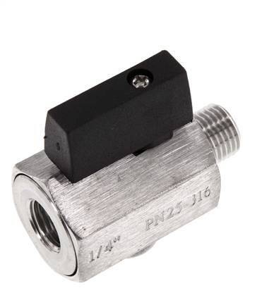 Buiten x Binnendraad G 1/4 inch 2-Weg Rvs Mini-Kogelkraan 25 Bar