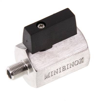 Buiten x Binnendraad G 1/8 inch 2-Weg Rvs Mini-Kogelkraan 25 Bar