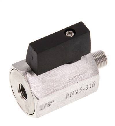 Buiten x Binnendraad G 1/8 inch 2-Weg Rvs Mini-Kogelkraan 25 Bar