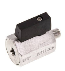 Buiten x Binnendraad G 1/8 inch 2-Weg Rvs Mini-Kogelkraan 25 Bar