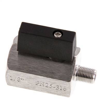 Buiten x Binnendraad G 1/8 inch 2-Weg Rvs Mini-Kogelkraan 25 Bar