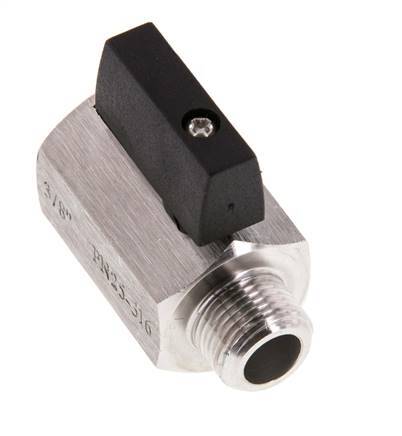 Buiten x Binnendraad G 3/8 inch 2-Weg Rvs Mini-Kogelkraan 25 Bar