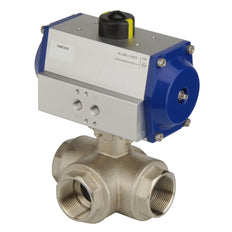 G2'' 3-Weg T-poort Messing Pneumatische Kogelklep Veer Open - BL3BA