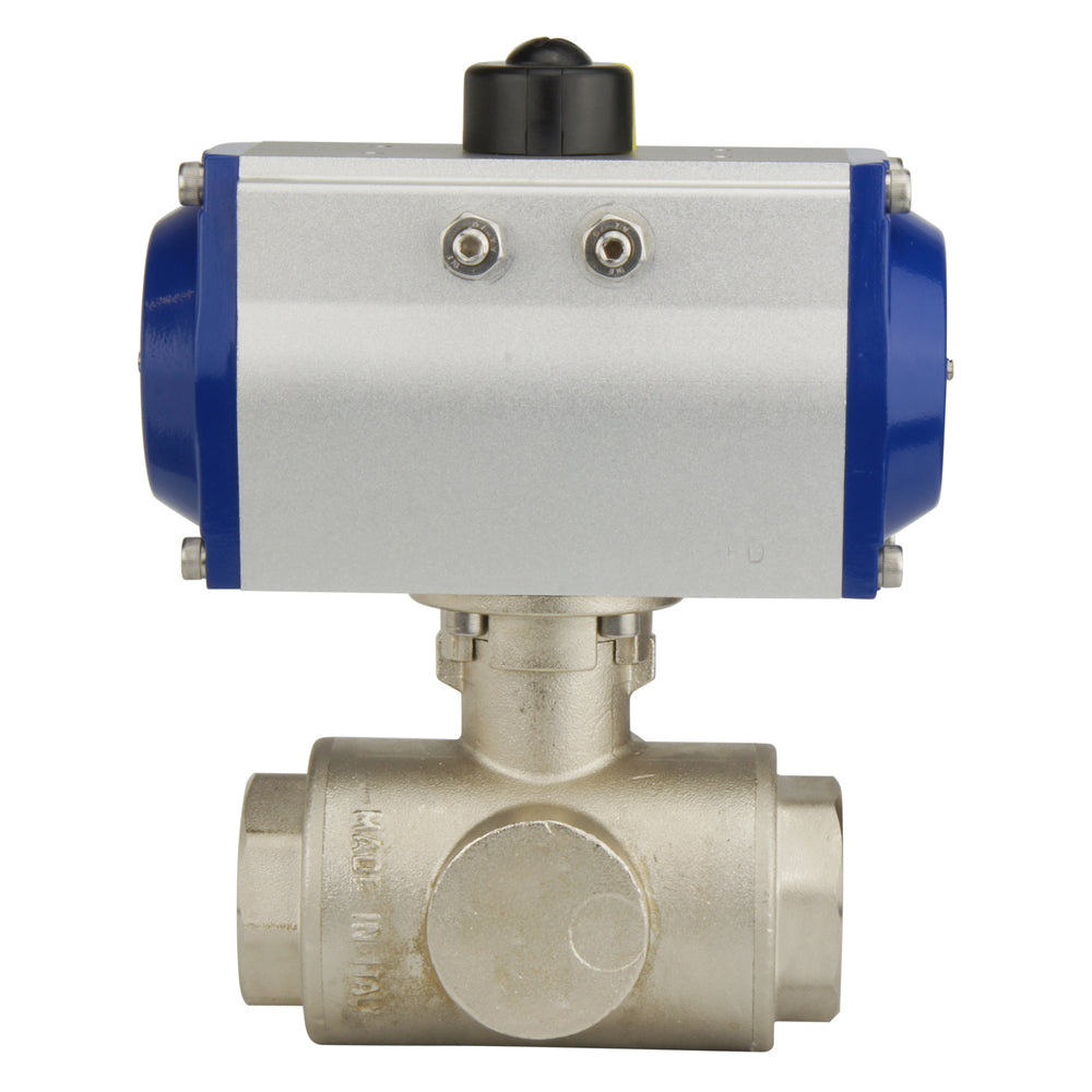 G2'' 3-Weg T-poort Messing Pneumatische Kogelklep Veer Open - BL3BA