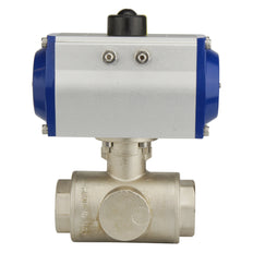 G2'' 3-Weg L-poort Messing Pneumatische Kogelklep Dubbelwerkend - BL3BA