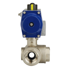 G2'' 3-Weg L-poort Messing Pneumatische Kogelklep Dubbelwerkend - BL3BA