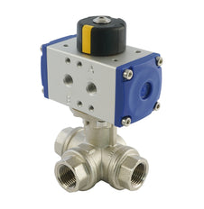 G3/8'' 3-Way L-port Brass Pneumatic Ball Valve Double Acting - BL3BA