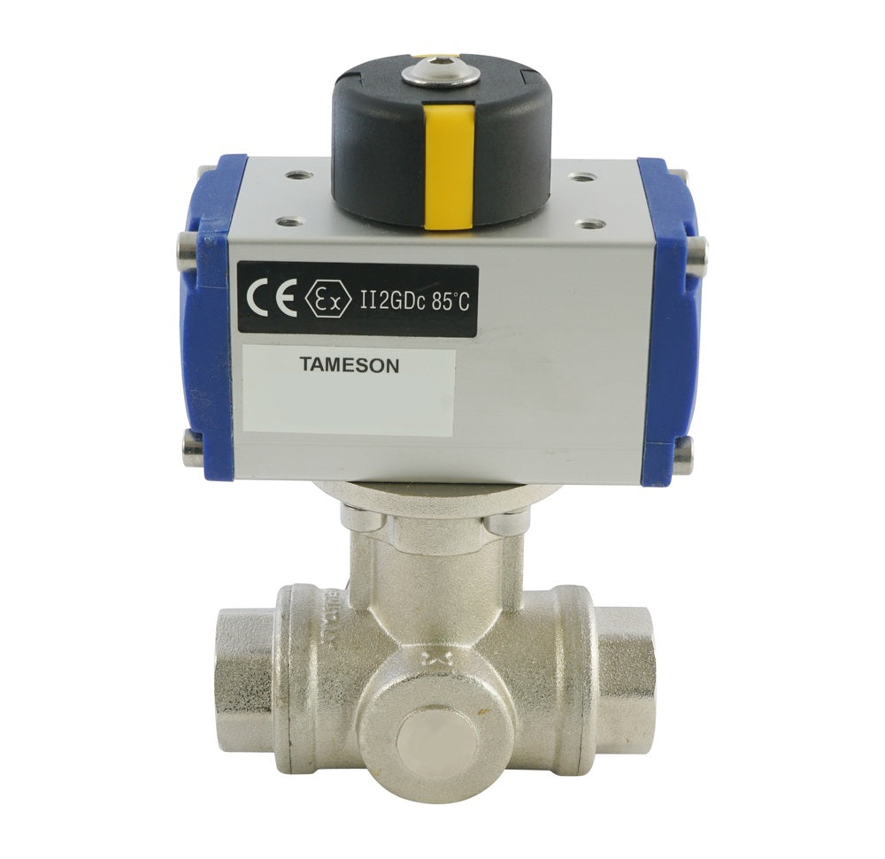 G3/8'' 3-Way L-port Brass Pneumatic Ball Valve Double Acting - BL3BA
