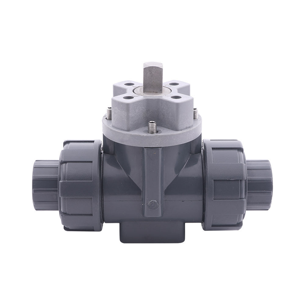 Solvent Socket 50 mm T-bore 3-Way PVC Ball Valve ISO-Top 10 bar PTFE/EPDM