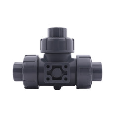 Solvent Socket 50 mm L-bore 3-Way PVC Ball Valve ISO-Top 10 bar PTFE/EPDM