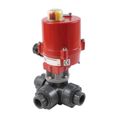 G 1/2 inch L-port 3-Way PVC Electric Ball Valve 24 V AC/DC PTFE/FKM