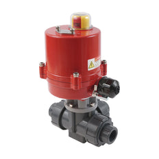 G 1 1/4 inch L-port 3-Way PVC Electric Ball Valve 24 V AC/DC PTFE/FKM