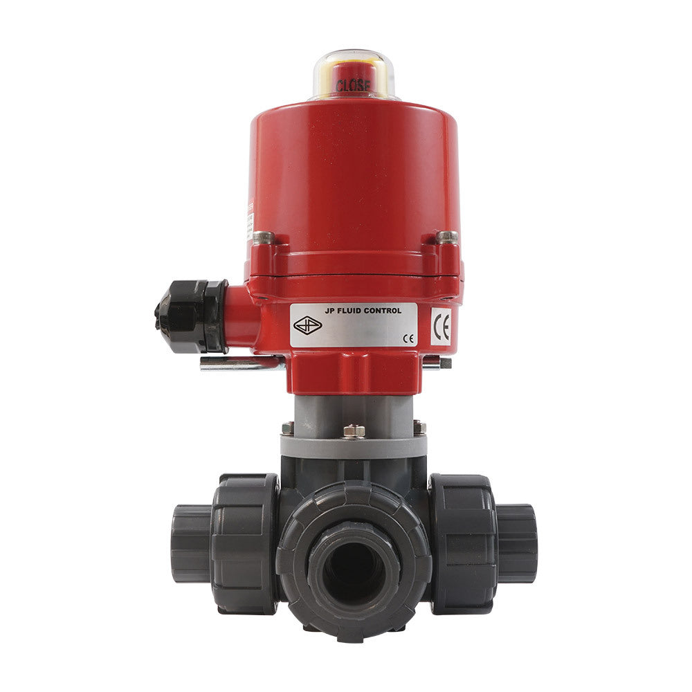 G 1 1/4 inch L-port 3-Way PVC Electric Ball Valve 24 V AC/DC PTFE/FKM
