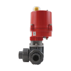 G 1/2 inch L-port 3-Way PVC Electric Ball Valve 24 V AC/DC PTFE/FKM