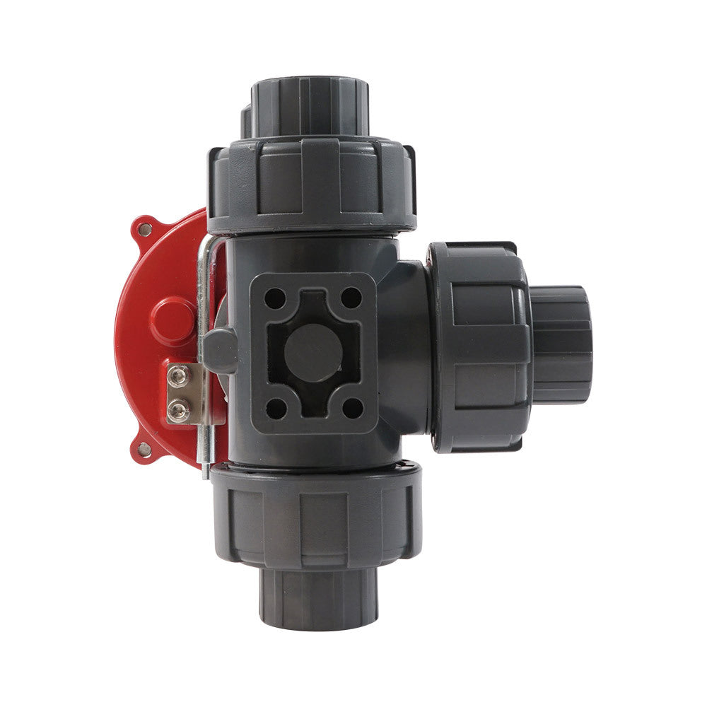 G 1 1/4 inch L-port 3-Way PVC Electric Ball Valve 24 V AC/DC PTFE/FKM
