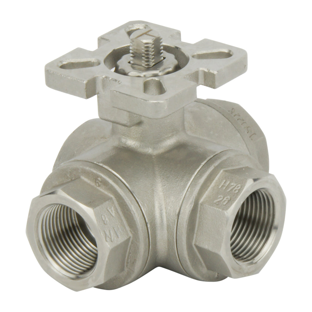 G3/4'' 3-Weg L-Port RVS Pneumatische Kogelklep Dubbelwerkend - BL3SA