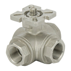 G1/4'' 3-Weg T-poort RVS Pneumatische Kogelklep Veer Gesloten - BL3SA