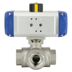 G1-1/4" 3-Weg L-poort RVS Pneumatische Kogelkraan Veer Open - BL3SA