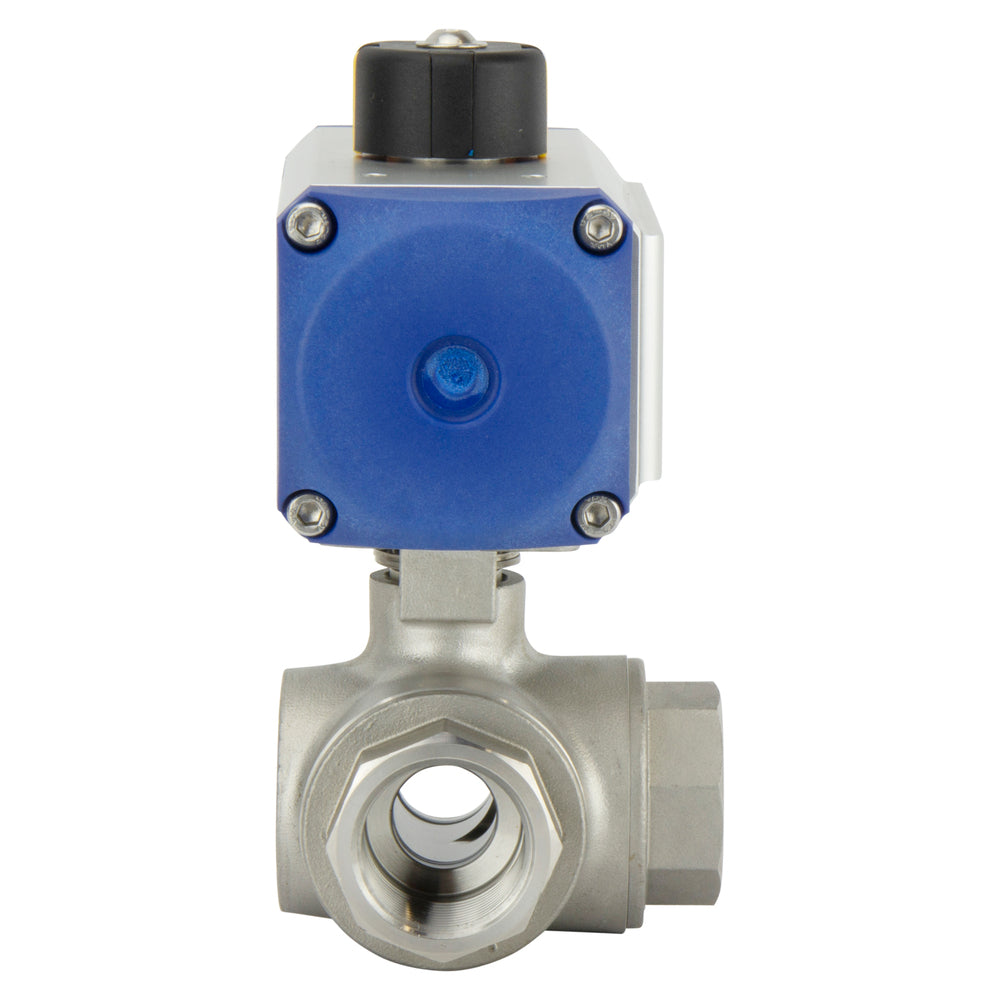 G1-1/4" 3-Weg T-poort RVS Pneumatische Kogelkraan Veer Gesloten - BL3SA