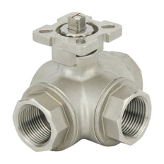 G1-1/4" 3-Weg L-poort RVS Pneumatische Kogelkraan Veer Gesloten - BL3SA