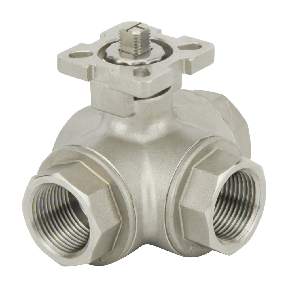 G1-1/4" 3-Weg T-poort RVS Pneumatische Kogelkraan Veer Gesloten - BL3SA