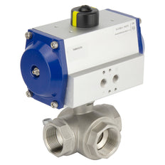 G4'' 3-Way L-port Stainless Steel Pneumatic Ball Valve Double Acting - BL3SA