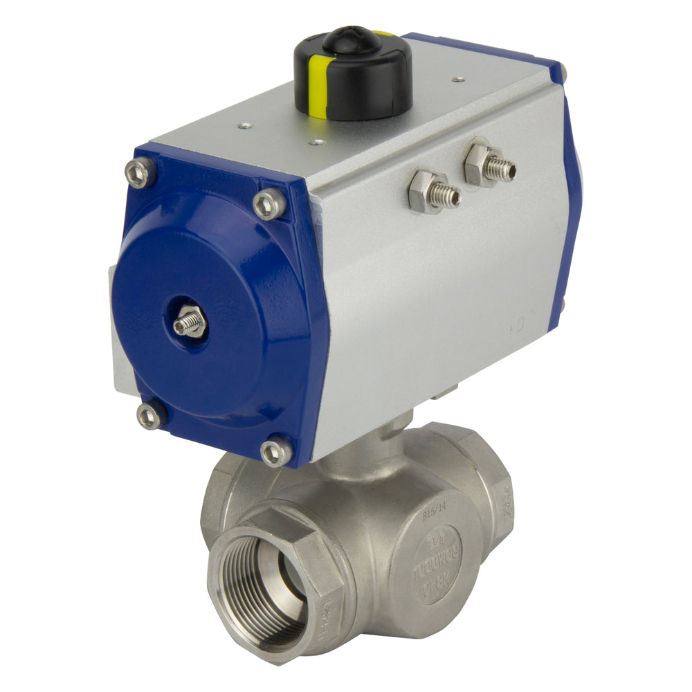 G3'' 3-Way T-port Stainless Steel Pneumatic Ball Valve Double Acting - BL3SA