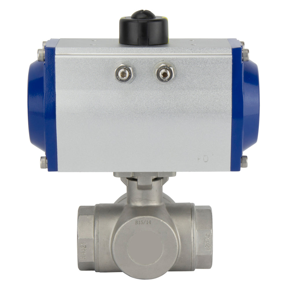 G3'' 3-Way T-port Stainless Steel Pneumatic Ball Valve Double Acting - BL3SA