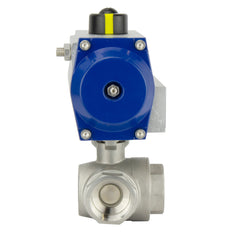 G4'' 3-Way T-port Stainless Steel Pneumatic Ball Valve Double Acting - BL3SA
